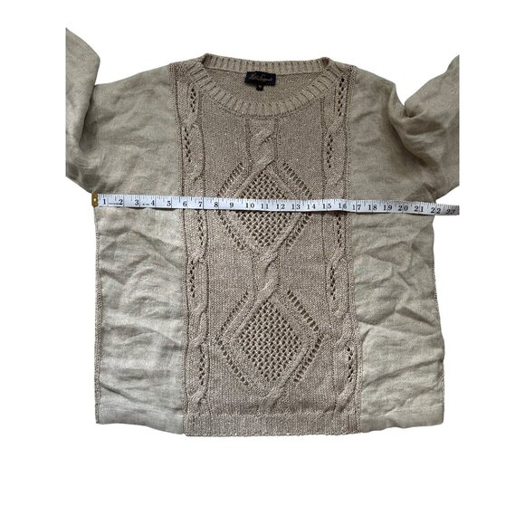 Luisa Spagnoli Womens Beige Cable Knit Sweater Cotton Linen Size M - Picture 6 of 8